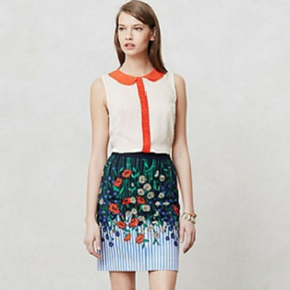 Anthropologie Vertical Garden Skirt Size 2
